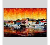 Yocheng Painted Painting Abstract Mediterranean Landscape Villa Wall Art For Living Room Home Decor Poster 30x40cm No Frame