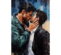 Yocheng Two Men Kissing Fall In Love With Poster Gay Couple Wall Art Pictures Canvas Painting Living Room Bedroom Home Decor Poster 40x50cm No Frame