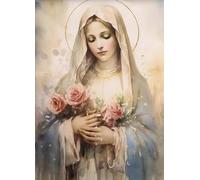 Yocheng Vintage Blessed Virgin Mary With The Child Catholic Christian Prayer Art Poster Canvas Painting Wall Prints Picture Home Decor 30x40cm No Frame