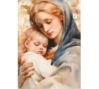 Yocheng Vintage Blessed Virgin Mary With The Child Catholic Christian Prayer Art Poster Canvas Painting Wall Prints Picture Home Decor 40x50cm No Frame