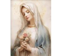Yocheng Vintage Blessed Virgin Mary With The Child Catholic Christian Prayer Art Poster Canvas Painting Wall Prints Picture Home Decor 40x50cm No Frame