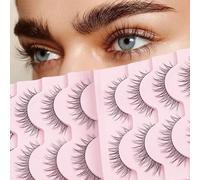 YOCHLEY 10 Pairs Eye Lashes Natural Look False Eyelashes Wispy Fluffy Flared Eyelash Reusable Cat Eye Lashes Curly False Eyelashes for Women and Girls (6-11mm)
