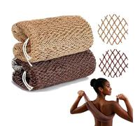 YOCHLEY 2 Pieces African Exfoliating Net, African Net Sponge with Knots Sponge Body Back Scrubber Washcloth Shower Sponge for Women Men Shower Spa Massage All Types Skin Daily (Linen, Brown)