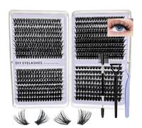 YOCHLEY 608 PCS Individual Eyelashes Lash Clusters, Cluster Lashes Kit with Brush, Lash Separator and Tweezers Curl Eyelash Extensions Lashes Book Kit for Women DIY, 8-16mm (Black(60D/80D/100D/120D))