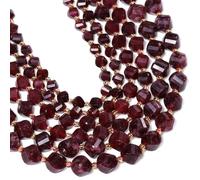 Yochus 34pcs Natural Garnet Stone Beads for Bracelet，2strands 8mm Facted Twist Loose Gemstone Beads for Jewelry Making DIY Craft Necklace Earring
