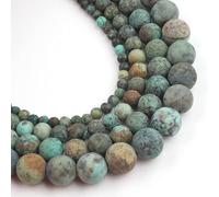Yochus 36pcs Natural Matte Africa Turquoise Gemstone Beads，10mm Frosted Round Loose Stone Beads for Jewelry Making DIY Earring Bracelet Necklace Crafts