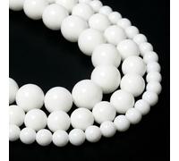 Yochus 8mm Tridacna Stone White Round Loose Beads Natural Stone Beads for Jewelry Making