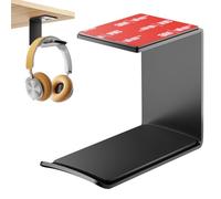 Yocice Headphone Stand Hanger,Headset Holder Mount,Hook Aluminum with Strong Adhesive Tape and CC05 Cable Clips for Headphones (Black- HH02)