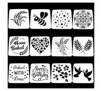 Yocimango 12PCS Sour Dough Cooking Tool Painting Template Reusable Cake Bread and Cookie Decoration Template Artistic Decorative Elements