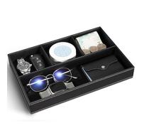 Yocisun Storage Tray, Valet Tray, Men's Organiser, Desk Bedside Organiser, Pocket Empty Organiser, Men's Accessories for Coins, Stationery, Jewellery, Keys, Watch (Black)