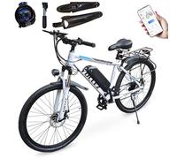 yocles Electric Bike, 26'' Ebike Electric Bicycle with Removable Battery 36V7.8Ah, E-Mountain Bikes for Adults Men, Commuter Bike with 7 Speed, LCD Display, APP Control, 250W Motor, Anti-Theft(White)