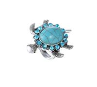Yocoyee Retro Turquoise Sea Turtle Ring Blue Crystal Adjustable Fashion Boho Jewelry Ring for Women