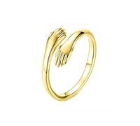 Yocoyee Simple Hug Ring for Women Gold Silver Copper Polishing Open Adjustable Hugging Hands Rings for Friend Lover Gift, Adjustable, Copper, No Gemstone