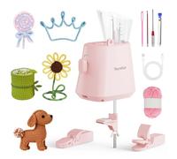 Yocrefun Automatic I-Cord Knitting Machine, Electric iCord Maker Tool, i-Cord Knitter Crochet Machine, Hands-Free Yarn Knitter for Fast DIY Crochet Knitting Projects (Pink)
