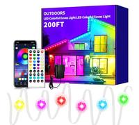 Yocrostar Permanent Outdoor Lights,200ft RGB Eave Lights with App Control Remote,IP67 Waterproof LED Light,Music Sync Outside Light for House,Halloween,Roof,Garden,Christmas Decorations