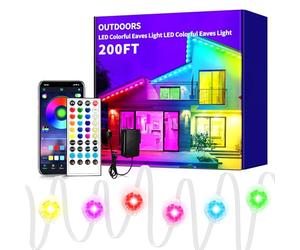 Yocrostar Permanent Outdoor Lights,200ft RGB Eave Lights with App Control Remote,IP67 Waterproof LED Light,Music Sync Outside Light for House,Halloween,Roof,Garden,Christmas Decorations