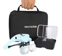 YOCTOSUN Magnifying Glasses with 4 LED Lights, Head Mount Magnifier with Storage Case,5 Lenses, Headband, Hands Free Lighted Head Magnifying Visor for Hobby Crafts & Close Work