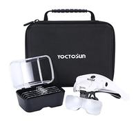 YOCTOSUN Magnifying Glasses with 4 LED Lights, Head Mount Magnifier with Storage Case,5 Lenses, Headband, Hands Free Lighted Head Magnifying Visor for Hobby Crafts & Close Work