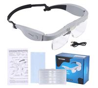 YOCTOSUN Magnifying Glasses with Light, 0.75X to 4.0X Magnifying Glass with 5 Detachable Lenses and 3 LED Lights, Rechargeable Hands Free Head Magnifier for Close Work Jewelry Crafts Hobbies