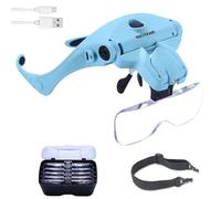 YOCTOSUN Magnifying Glasses with Light for Close Work, Head Magnifier with 5 Interchangeable Lenses and 2 LED Lights, Hands Free Head Mount Magnifying Glass for Crafts, Cross Stitch, Jewelry
