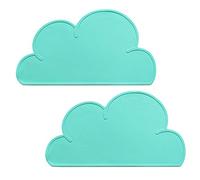YOCZOX 2 PCS Kids Placemats, Non Slip Silicone Cloud Tablemats, Heat Resistant Non-Stick Baby Feeding Plate, Portable Travel Dinner Placemat Kids Tableware for Toddlers, Kids, Infant - Green