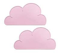 YOCZOX 2 PCS Kids Placemats, Non Slip Silicone Cloud Tablemats, Heat Resistant Non-Stick Baby Feeding Plate, Portable Travel Dinner Placemat Kids Tableware for Toddlers, Infant - Pink