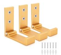 YOCZOX 3 PCS Foldable Wall Hook, Invisible Folding Aluminum Wall Mount Hook Headphones Holder Coat Hook Creative Clothes Hook for Kitchen Bathroom Bedroom, Holds up to 15 KG (Gold)