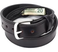 Yoder Leather Company Hidden Money Pocket Travel Belt English Bridle Leather with Zippered Secret Cash Pocket, Black, 32" (Waist 30)