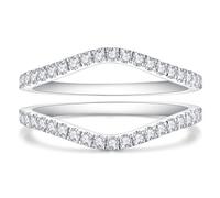 YODEWA Curved Moissanite Wedding Bands for Women, Thin Ring Enhancers and Wraps, Stackable Half Eternity Band, Fake Diamond Sterling Silver Ring 1.3mm, 6 UK, Sterling Silver, Moissanite