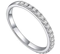 YODEWA Moissanite Wedding Band for Women Half Eternity 925 Sterling Silver 0.3ct DEF Color VVS Lab Created Diamond Thin Real Moissanite Anniversary Engagement Bands Ring Size 4-11, Cubic Zirconia