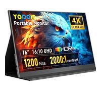 Yodoit Portable Monitor 16" 4K 3840 x 2400 UHD 1200 Nits Screen with Smart Cover, IPS Display with Type C, Mini-HDMI, Built-in Speakers, Compatible with PC, Laptop, MacBook, PS3/4/5