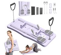 YODOLLA 5 in 1 Foldable Pilates Reformer Board with LED Counter, Multifunctional Exercise Equipment with Resistance Bands & Ab Roller, Portable Home Gym Workout Trainer for Women,Purple