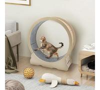 YODOLLA Large Cat Exercise Wheel, Indoor Detachable Carpeted Runway Treadmill with 43.3 Inch Running Wheels for Pet Cat - Wooden