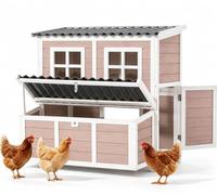 YODOLLA Wooden Outdoor Hen House, Garden Chicken Poultry Ark, Brown