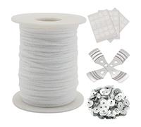 YODOOLTLY Candle Wicks,Natural Cotton Wicks for Making Candles 200ft/Roll with 100 Pcs Metal Wick Sustainers Tabs & 2 Holders 60 Glue Dots,Soy Wax DIY Craft Supplies, White