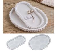 YODOYO Pack of 2 Silicone Mould Tray Oval, Silicone Moulds Casting Moulds Long Oval Tray with Wave Edge, Casting Mould for Concrete, Plaster, Epoxy Resin