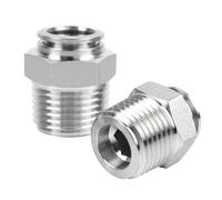 Yoebor 304 Stainless Steel Pneumatic Male Straight Adapter 6mm OD x 1/4" NPT Thread Push to Connect Fitting 2pcs