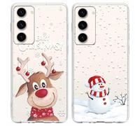 Yoedge 2 × Christmas Cover for Samsung Galaxy S23 5G 6.1 Inches, Transparent Soft Silicone Case with Decorations PatternAesthetic Designs Gift Woman Christmas Case for Samsung S23 5G, Christmas Tree