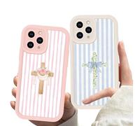 Yoedge 2 Pack Cross Jesus Stripe Bow Phone Case for Samsung Galaxy S20 FE 5G 6.5", Striped Bowknot Cross Christian God Design Full Camera Lens Soft Silicone Phone Cover for Girls Women