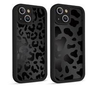 Yoedge 2 Pack Cute Leopard Phone Cases for iPhone 13 Case 6.1", Black Cheetah Aesthetics Print Silicone Slim Soft TPU Case for Women, Shockproof Cover Protective Funda Girls,for iPhone13