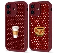 Yoedge 2 Pack Fall Phone Case for iPhone 15 Pro 6.1" Polka Dots, Autumn Polka Dot Coffee Cup Red Aesthetic Design Cases Full Camera Lens Soft Silicone Phone Cover for Girls Women