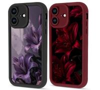 Yoedge 2 Pack Flower Phone Case for iPhone 15 Plus 6.7", Floral Flower Lily Purple Red Stylish Design Cover Soft Silicone Shockproof Full Camera Lens Phone Cases for Girls Women