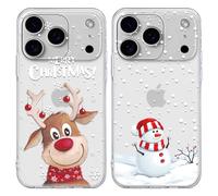 Yoedge 2 Pieces Christmas Cases for iPhone 17 Pro Max 6.9 Inches, Transparent Christmas Silicone Case with Decoration Christmas Aesthetic Drawings Layer Protection Case Cover for iPhone 17 Pro Max