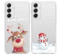 Yoedge 2 Pieces Christmas Cases for Samsung Galaxy A35 5G 6.6 Inches, Transparent Christmas Silicone Case with Decoration Christmas Drawings Aesthetic Layer Protection Case Cover for Samsung A35 5G,