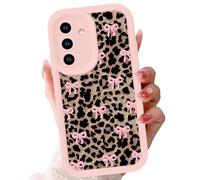 Yoedge Aesthetics Cheetah Leopard Print Pink Bow Phone Case for Samsung Galaxy A16 5G Case Raised Camera Protection Soft Silicone Slim TPU Funda Phone Cover for Samsung A16 6.7 Inch
