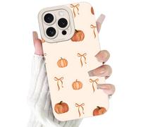 Yoedge Autumn Fall Bowknot Phone Case for Samsung Galaxy A03s 4G 6.5" | Aesthetic Bow Bowknot Pumpkin Beige Design Cover Soft Silicone Shockproof Full Camera Lens Phone Cases for Girls Women Funda