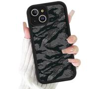 Yoedge Camo Phone Case for iPhone 15 6.1'', Cool Black Camouflage Waterfowl Hunting Case Unique Design Pattern for Men Boys Teens Duck Hunters, Soft TPU Shockproof Cover with Lens Protection
