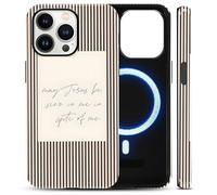 Yoedge Christian Verse Bible Stripe Magnetic Phone Case for Apple iPhone 12/12 Pro 6.1", Brown Striped God Design for Girls Women Compatible with MagSafe 2-in-1 Layer Phone Cover