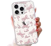 Yoedge Christmas Bowknot Phone Case for Samsung Galaxy A13 5G 6.5" Pink | Xmas Bow Candy Cane Star Trendy Design Clear Cases Shockproof Anti-yellowing Soft Silicone Phone Cover for Women Girls Funda