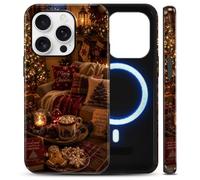 Yoedge Christmas Decor Magnetic Phone Case for Samsung Galaxy A14 5G 6.6" | Xmas Stockings Decor Tree Compatible with MagSafe Red Brown Cute Pattern Glossy Hard PC Soft TPU Phone Cover for Women Girls